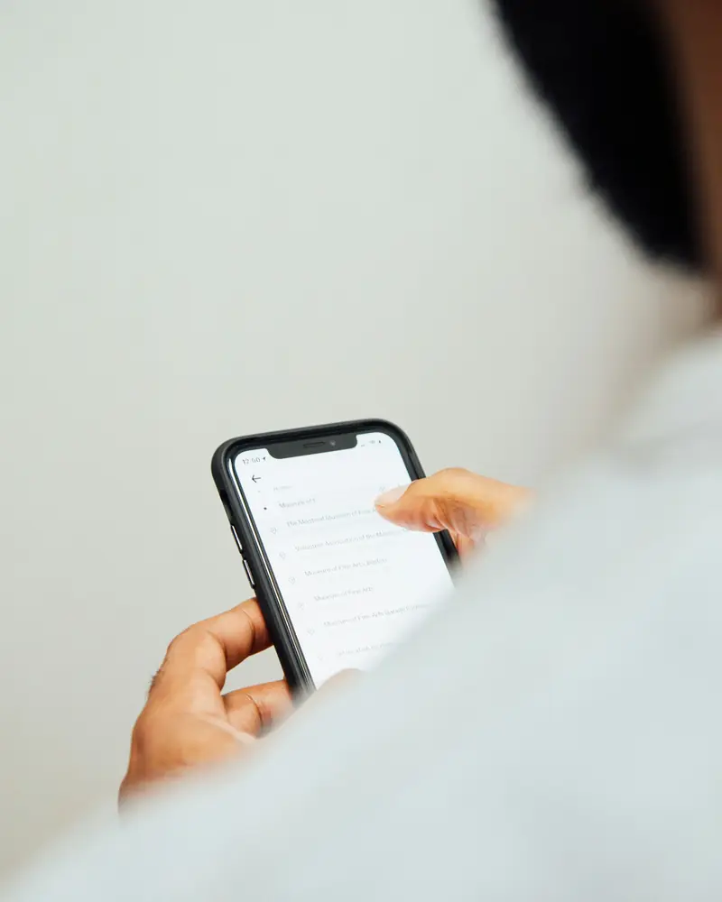 Someone reading a message on a phone